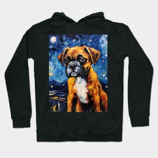 Boxer Puppy Painted by VIncent Van Gogh Hoodie